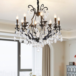 Suspension France en fer noir pour salon décoration de mariage îlot de cuisine lustre en cristal d'usine de luxe direct - Product Image 4