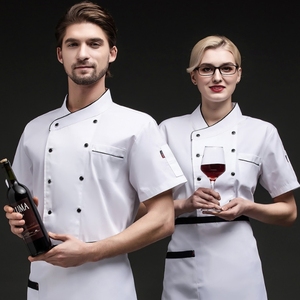 Uniformes de cuisine de restaurant et de bar à manches courtes costume de cuisine veste de chef pour uniforme de vêtements de travail de chef d'hôtel - Product Image 1