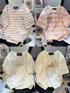 Camiseta de Manga Corta con Cuello Redondo Informal para Mujer, Estilo Universitario, para las Cuatro Estaciones, con Cuello Único, Diseño Sólido, Moda de Verano - Product Image 5