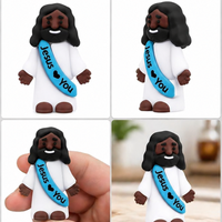 Mini-statues religieuses de Jésus en PVC, design noir, pour évangélisation en église, récompenses pour l'école du dimanche, souvenirs de baptême, 10 couleurs, mini Jésus noir