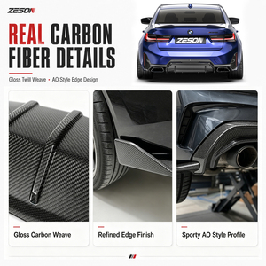 Difusor Trasero Estilo AO de Fibra de Carbono Real para <span class=keywords><strong>BMW</strong></span> Serie 3 G20 G21 <span class=keywords><strong>M340i</strong></span> M340d LCI Sedán Touring, Lip para Parachoques 2023+ - Product Image 4