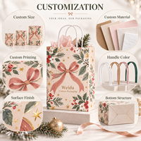 Sacs en papier cadeau personnalisés avec poignée torsadée, motifs botaniques de Noël, imprimés sur mesure, plusieurs tailles disponibles