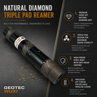 AQ BQ NQ HQ PQ Standard Thread Diamond Reaming Shell Full Diamond Pad Reamer Suku Cadang Rig Pengambilan Sampel Inti Geologi