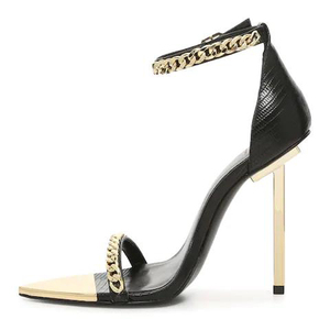 Plus Size <span class=keywords><strong>tacchi</strong></span> a spillo a punta cinturino con fibbia a catena in oro donna sandali in Denim <span class=keywords><strong>tacchi</strong></span> ragazza - Product Image 6