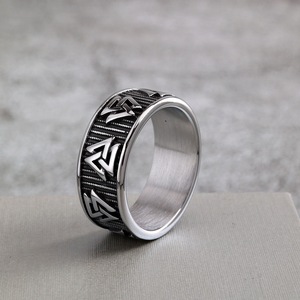 Yunnique Stainless Steel Viking Rune <b>Ring</b> Round Geometric Design <b>Plain</b> Men Women Hip Hop Jewelry Gift - Product Image 3
