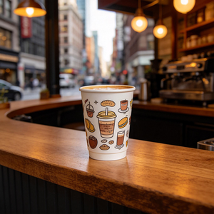 Gobelets à café jetables personnalisés avec logo, imperméables, 10oz, 12oz, 16oz, double paroi, en papier kraft, bambou, blanc, pour café, hôtel, restauration - Product Image 4