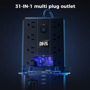 Yeni Ürün ABD Akım Korumalı Priz USB Güç Şeridi 24AC Topraklı Priz Uzatıcı 1.5m 6USB Priz Adaptörü - Product Image 5