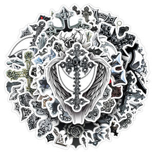 50 pegatinas de cruz de estilo gótico oscuro con descuento de fábrica, calcomanías modernas para monopatín, motocicleta y casco - Product Image 5