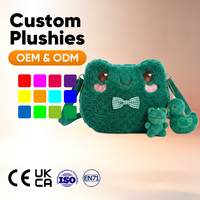 Sac à dos en peluche grenouille verte, design animal mignon en peluche douce avec pendentif grenouille, unisexe
