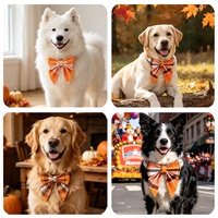 Collier pour chien Tanpopo avec nœud papillon, collier pour animal de compagnie à carreaux orange réglable pour Halloween et Thanksgiving
