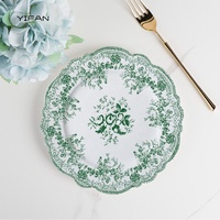 Assiettes de présentation en porcelaine fine écologiques style végétal vintage avec logo personnalisé pour événements de mariage – Vente en gros