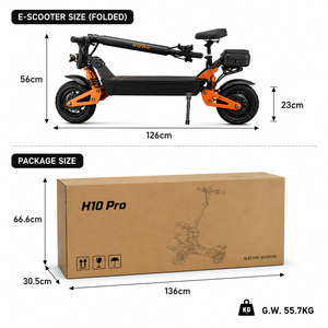 Patinete Eléctrico Plegable H10 para Adultos, 3000w, 60v, 23ah, 12 Pulgadas, 75km/h, Frenos Hidráulicos de Aluminio con Asiento, Motores Dobles de 3000w - Product Image 6