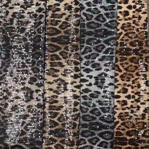 2025 Mới Bán Buôn Hot Bán Căng In Spandex Trong Suốt Sequins Leopard Thêu Vải Cho Ăn Mặc - Product Image 1