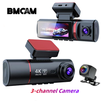Caméra embarquée 4K à 3 objectifs, très vendue, avec contrôle via application Wi-Fi, écran IPS de 3,16 pouces, GPS intégré, vision nocturne, capteur G, enregistrement en boucle à 170 degrés