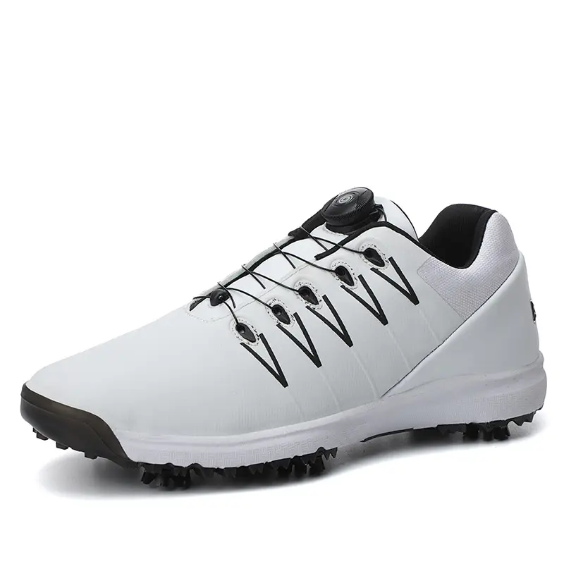Chaussures de golf classiques en cuir microfibre chaussures respirantes imperméables pour hommes et femmes bouton clou semelle chaussures de golf de sport