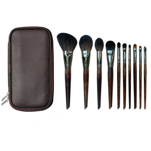 10pcs Pony Hair Makeup Brush Set Wood Handle Bag Powder Foundation Fluffy Face <b>Eye</b> Eyeshadow Blending Cosmetic Brushes Kit - Product Image 4