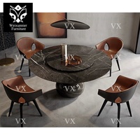 Ensemble de salle à manger 10 places au design nordique moderne avec grand dessus en marbre table et chaises rondes en bois massif de Guangzhou