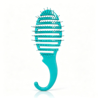Brosse à cheveux colorée ventilée à poignée ergonomique, avec picots flexibles à pointe ronde et design ergonomique en forme de crochet pour le coiffage
