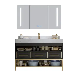 New Fashion Design Bathroom Vanity Cabinets with Metal Towel Hanger