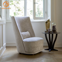 Fauteuil d'appoint moderne à dossier haut, fauteuil pivotant rembourré avec tissu texturé pour salon et coin lecture