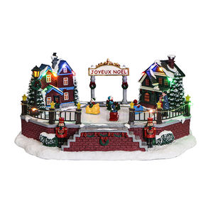 Pueblo Navideño de Resina con Pista de Hielo y Carros Chocones en Movimiento - Product Image 2