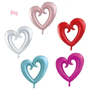 Saint Valentin Fiançailles Anniversaire Mariage Anniversaire Amour Ballons Mylar Gros Ballons Creux En Forme De Coeur Crochet Ballons En Aluminium