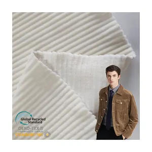 Fashion Solid Color Stripe 315G 68 Baumwolle 30 Polyester 2 Spandex Strick Warmer Cord Fleece Stoff für Kleidungs stücke