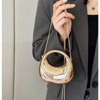 Sac Mini Chaîne Tendance Printemps/Été 2026, Sac en Forme de Lune Courbée, Pochette à Rouge à Lèvres et Monnaie, Sac Bandoulière Tendance