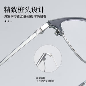 Montures de lunettes Danyang 35043, demi-cadre rectangulaire, alliage léger, unisexe, verres en résine, design quadrilatère - Product Image 5