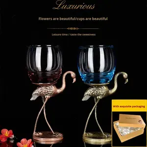 طقم دورق زجاجي للنبيذ الأحمر على الطراز الأوروبي، أكواب معدنية فاخرة بتصميم عتيق وطويلة، سعة 301-400 مل، عصرية ومستدامة - Product Image 2