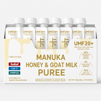 Puree Susu Kambing Madu Manuka untuk Kucing & Anjing, Camilan Madu yang Dapat Dijilat Impor dari Selandia Baru dengan Rasa Kelapa & Pir Salju 80g*6