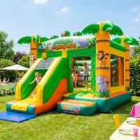 Château gonflable professionnel sur le thème de la jungle, respectueux de l'environnement, avec toboggan, en PVC, pour parc d'attractions, garantie de 3 ans
