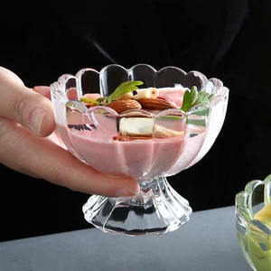 Pot en verre transparent en forme de fleur de lotus de <span class=keywords><strong>150</strong></span> <span class=keywords><strong>ml</strong></span>, récipient pour jus, dessert, salade, boisson, pouding, bol à crème glacée créatif et adorable - Product Image 4