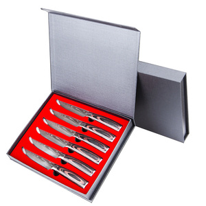 Lot de 4 <span class=keywords><strong>couteaux</strong></span> à steak de qualité supérieure avec manche en bois, lame entièrement dentelée en acier inoxydable, pour la cuisine et la maison, idéal pour le dropshipping - Product Image 4