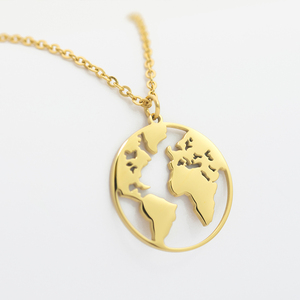 Nuove Donne di Disegno Accessorio Del <span class=keywords><strong>Mondo</strong></span> Mappa Collana Con <span class=keywords><strong>Ciondolo</strong></span> a forma di Cuore In Acciaio Inox Gioielli - Product Image 4