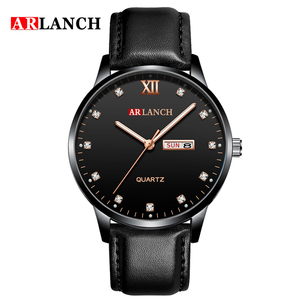 Versatile Mens Everyday Watch Black Leather Strap Rose Gold Tone Hands Date Window Quartz Wristwatch - Product Image 3