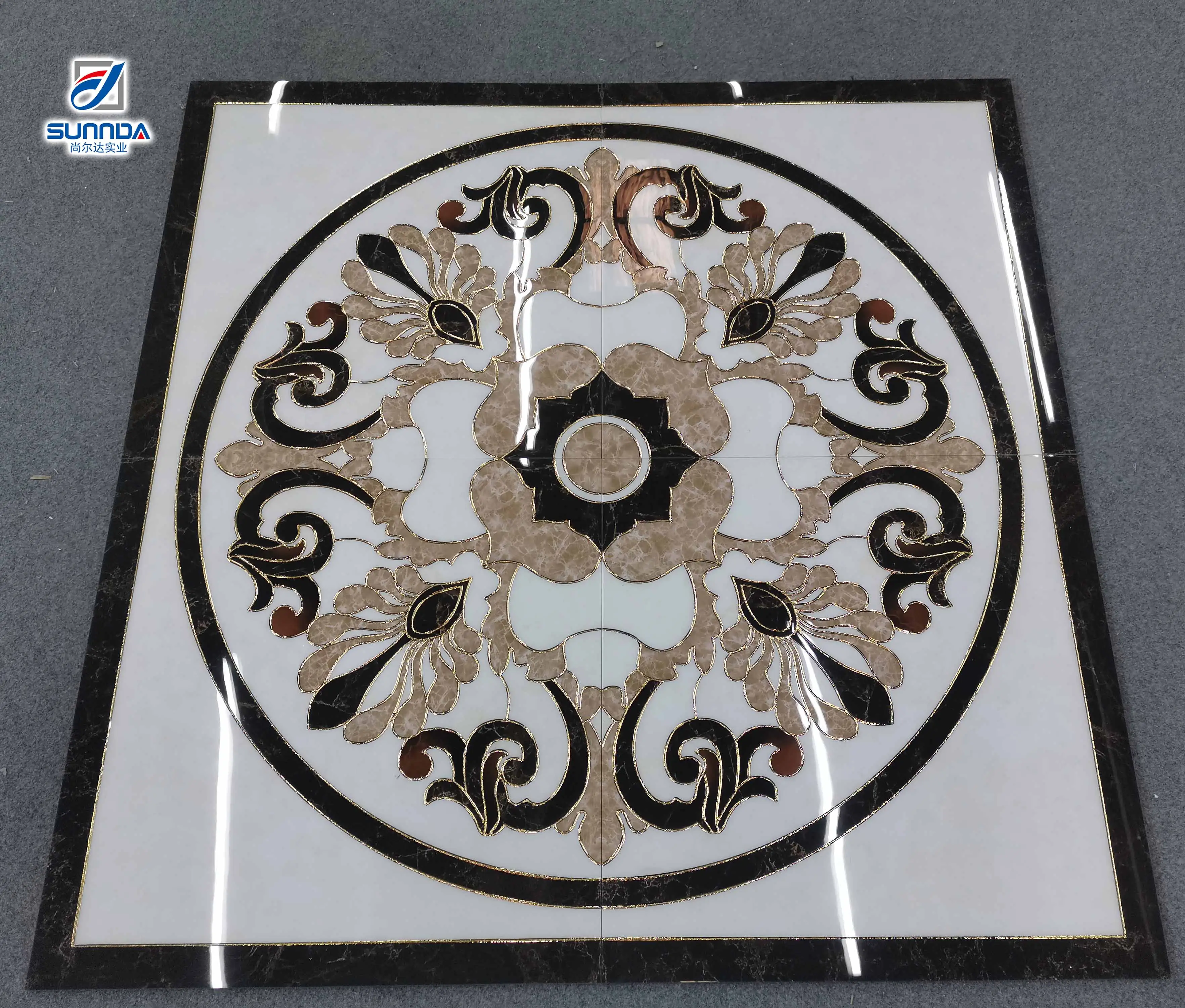 Big size 1200x1200mm Carpet Vitrified Tile Decorative Room Office Floor Glossy Polished Porcelain Golden Carpet Tiles