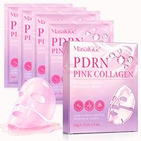 MasaiGGe Masque facial en gel rose au collagène PDRN ADN de saumon avec 300da de collagène pour éclaircir, revitaliser, raffermir visiblement et lisser la peau