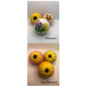 Boules de séchage en laine Boules de séchage amusantes avec fleur Boules de laine faites à la main pour boules de séchage mignonnes Blanchisserie Adoucissant naturel réutilisable - Product Image 6