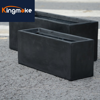 Kingmake Pots de fleurs en béton Grand pot de fleurs moderne noir imperméable Jardinière d'arrosage Pot de plantes d'extérieur