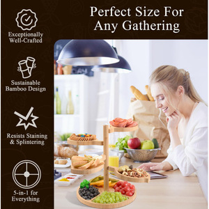 Wooden Multi Layer <b>Tray</b> Shelf Irregular Shape Tabletop Serving Platter For Dessert Sushi Cake Party <b>Snack</b> Display - Product Image 2