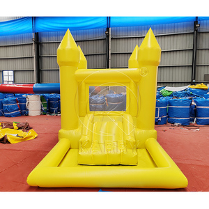 Château gonflable jaune vif uni avec toboggan et piscine à balles, couleur unie, pour enfants, petit modèle, <span class=keywords><strong>location</strong></span> commerciale - Product Image 5