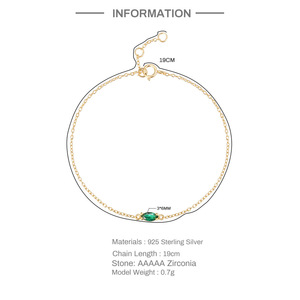 Fashion Pure <b>Silver</b> 925 Green Diamond-studded Chainlink <b>Bracelet</b> <b>Cross</b>-border New Simple O-chain Zirconia Women's Jewelry - Product Image 6
