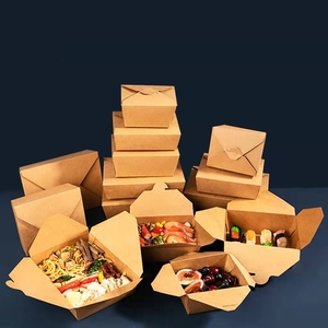 Wholesale Printing Logo Kraft Paper Box Fruit Kraft Paper Box Fast Food Take Away Food Salad Packing Fried Chicken