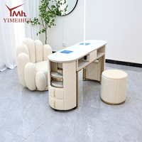 Salon de beauté professionnel blanc marbre dessus ongles table et chaise ensemble pas de fuite de poussière ongles Tech Table manucure avec rangement