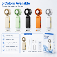 Ventilateur portable mains libres à clipser sur la taille, mini-ventilateur rafraîchissant, rechargeable, avec vent puissant et 5 vitesses réglables pour l'été