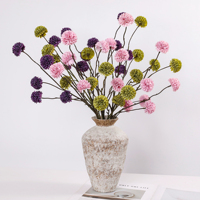 Chrysanthème artificiel en soie en gros, fleur ronde à tige unique pour arrangements floraux domestiques et de mariage, approvisionnement en vrac