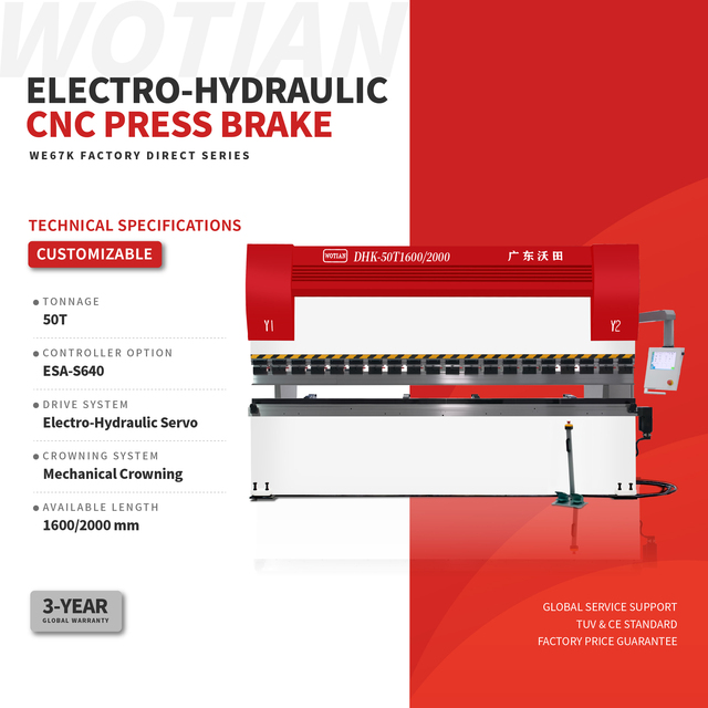 7 Axis 50T 1600/2000MM Automatic Electro-hydraulic CNC Press Brake Bending Machine