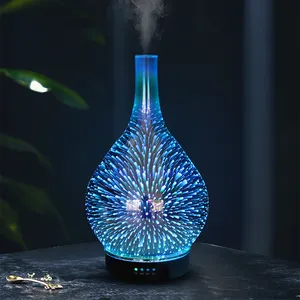 Nouveau produit 2023 fabricants 120ml veilleuse luxe 3D verre feux d'artifice aromathérapie machine coloré aromathérapie difusor