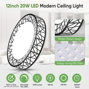 Lightania 12 Inch Bird's Nest Flush <b>Mount</b> Ceiling <b>Light</b> 20W 5CCT 2700K-6500K Modern <b>LED</b> Fixture - Product Image 2